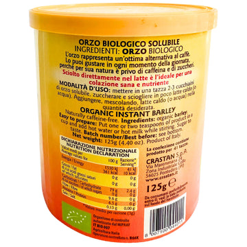 Crastan 1870 Organic Barley Coffee Substitute, 4.4 oz - Roasted Ground Barley, Mugicha, Boricha, Damaicha, Cevada - Healthy Beverage