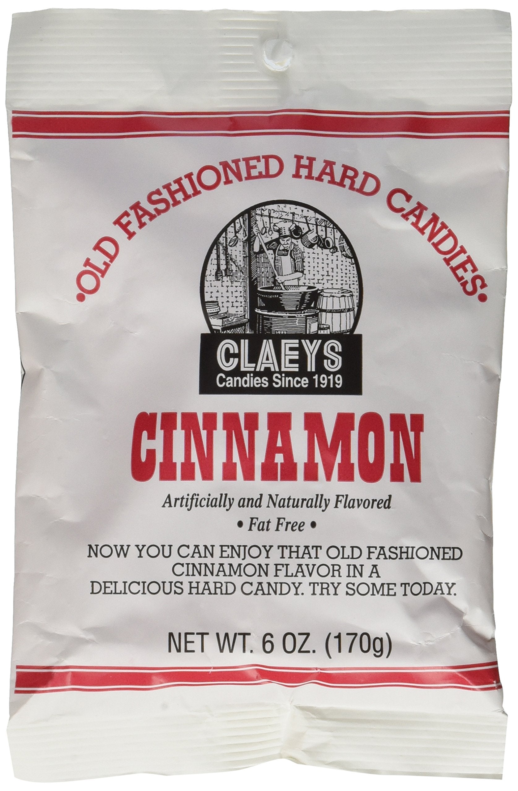 Claeys Candies Cinnamon - Old Fashioned Hard Candy - Artificially and Naturally Flavored - Fat-Free - 6 Ounce - 6-Pack