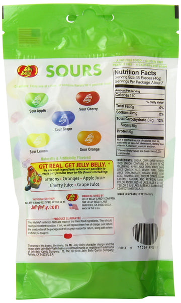 Jelly Belly Sours Jelly Beans, Sour Fruit Flavors, 9.8-Oz Stand-Up Pouch, 6 Pack
