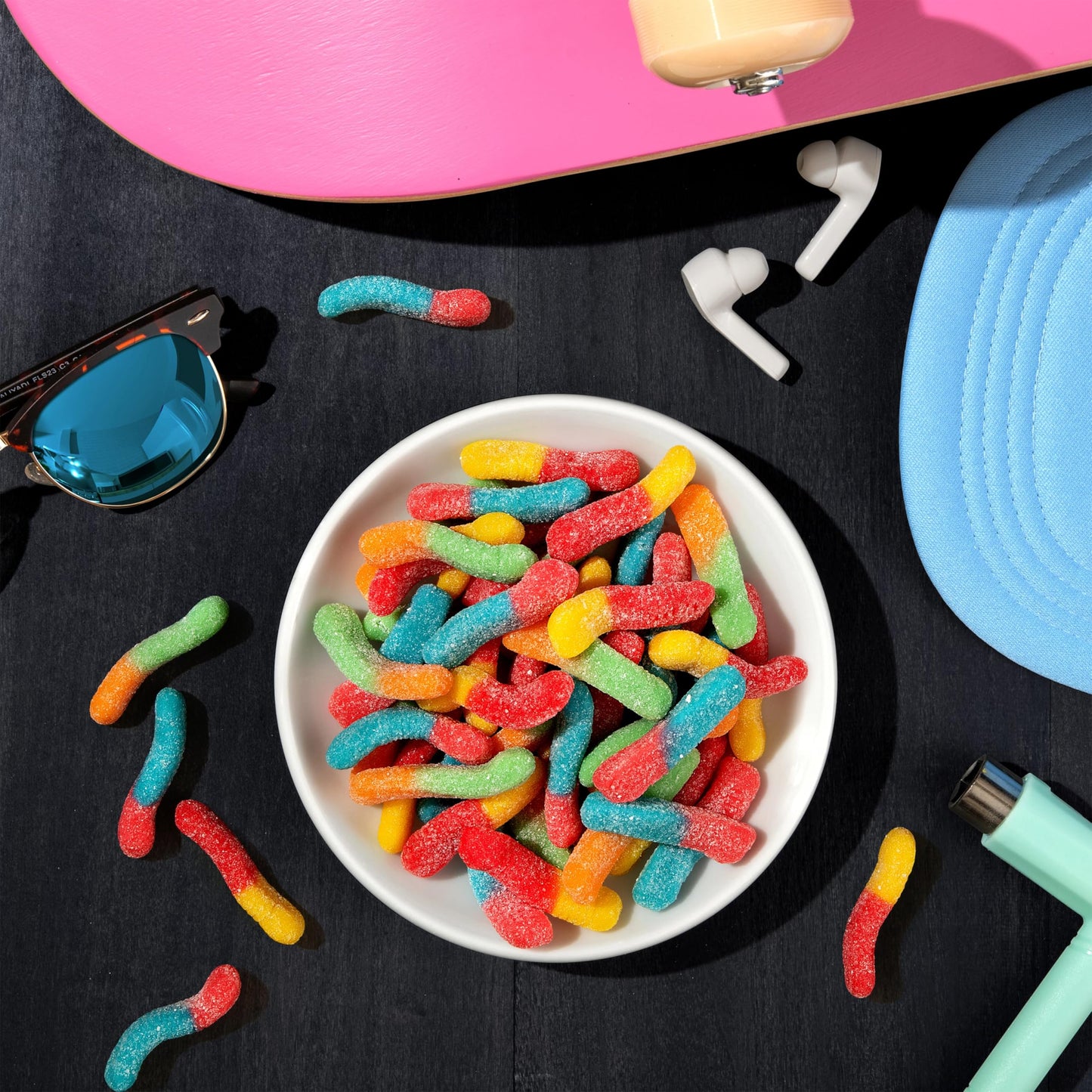 Trolli Sour Brite Crawlers, Candy, Cherry-Lemon, Strawberry-Grape & Orange-Lime, Sweet And Sour, Gummy Worms, 7.2 Oz