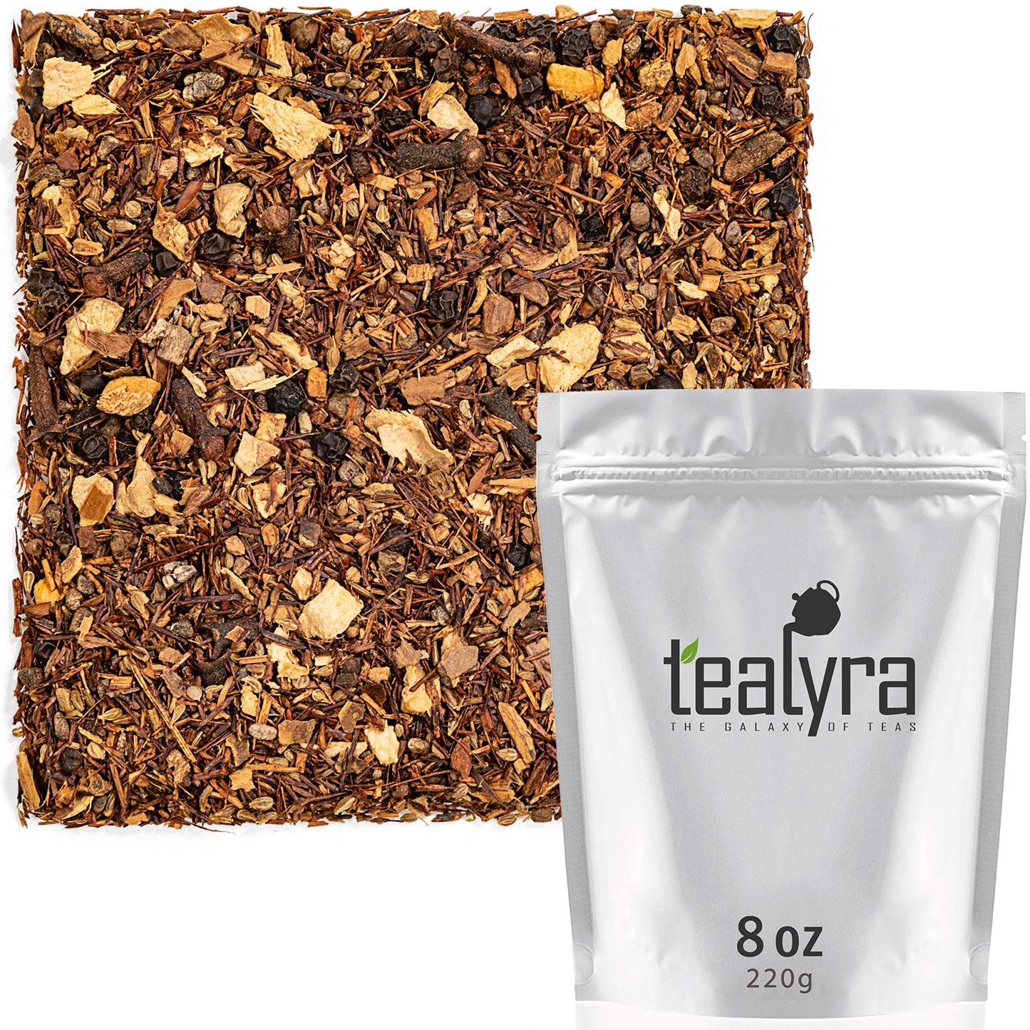 Tealyra - Rooibos - Red Burner Chai - Flavor Blendger - Anise - Cinnamon - Red Bush Tea - Spicy Herbal Loose Leaf Tea - Antioxidants Rich - Energy Blend-Free - 220G (8-Ounce)