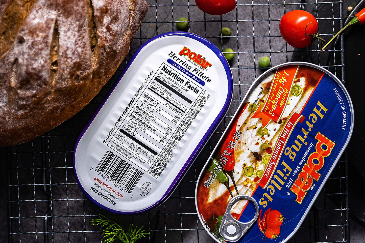 MW Polar Herring, Hot Tomato Sauce, 3.53-Ounce (Pack of 18)