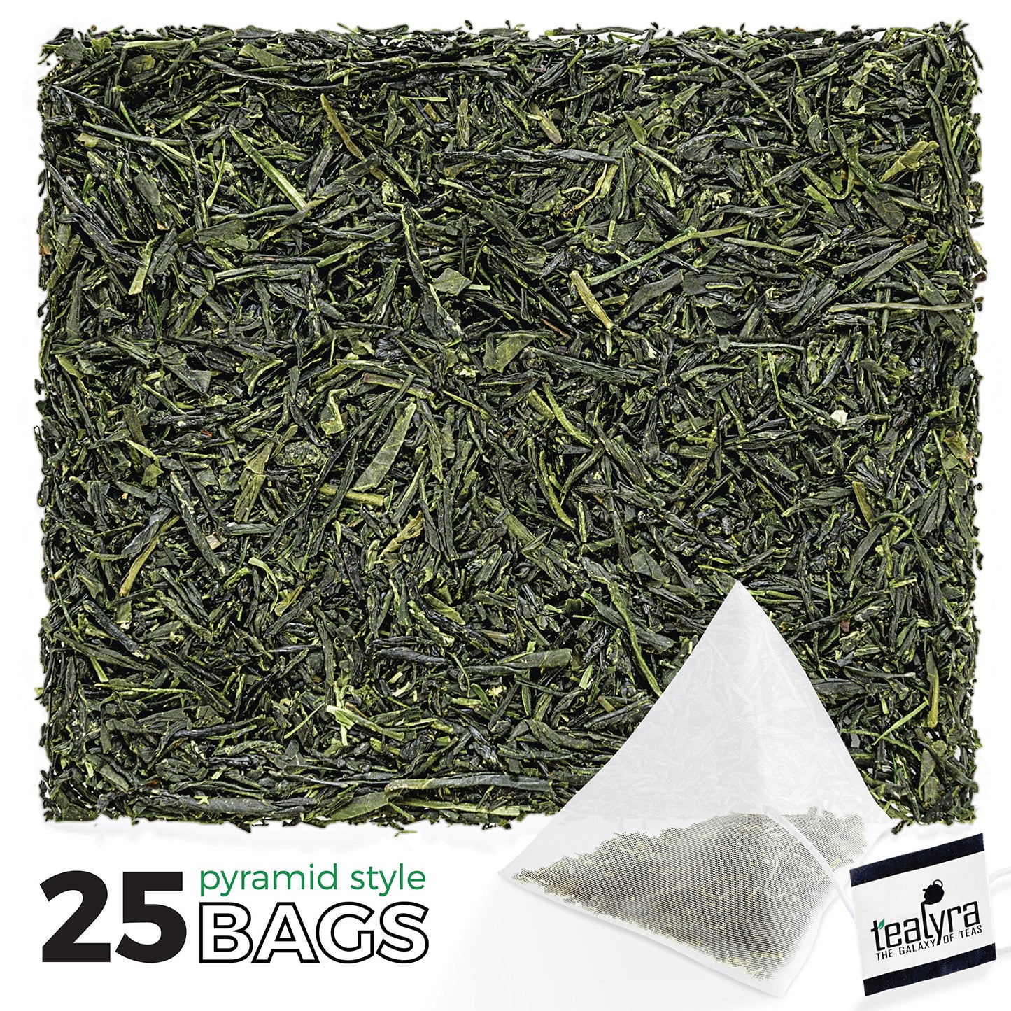 Tealyra - 25 Bags - Gyokuro Kokyu Premium - Japanese Green Loose Leaf Tea - Pyramids Style Sachets - Good Priced For High Grade