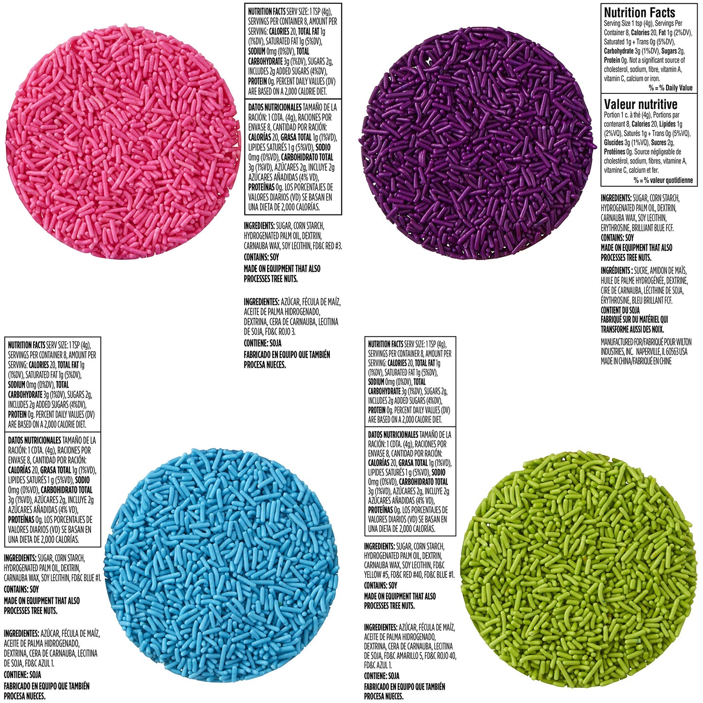 Wilton Rainbow Jimmies Sprinkles Dessert Decorating Set, 8-Piece