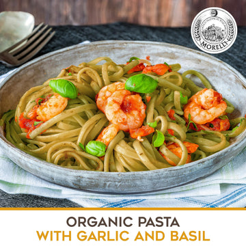 Morelli Italian Pasta Organic Garlic And Basil Linguine - Gourmet Pasta Handmade In Small Batches - Durum Wheat Semolina, Al Den