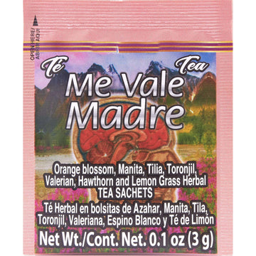 Me Vale Madre Natural Calming Tea: 100% Natural for Relaxation Support Tranquility and Relief Herbal Tea. Te Relajante y Calmante para Nervios Tension y Dormir Mejor - 30 Tea Bags