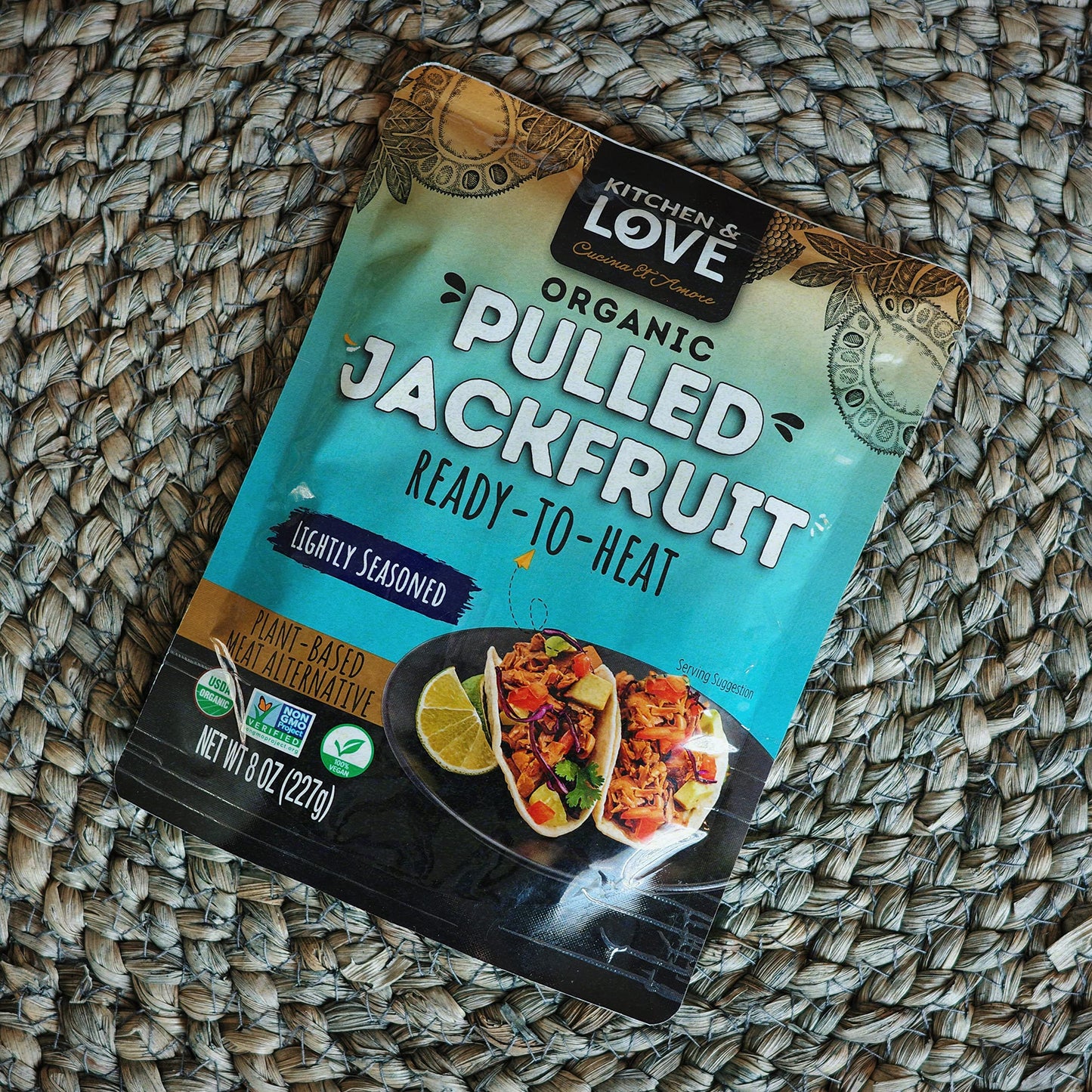 Kitchen & Love Jackfruit Lightly Seasoned, Organic, Fully Cooked, Versatile Plant Based Meat Alternative, Gluten Free, 90 Second