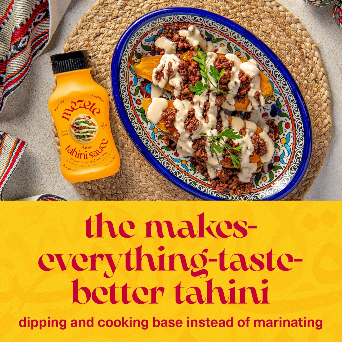 Mezete Tahini Sauce - No Added Oils, Non-GMO, Squeezable Bottle, 315g (Pack of 3)