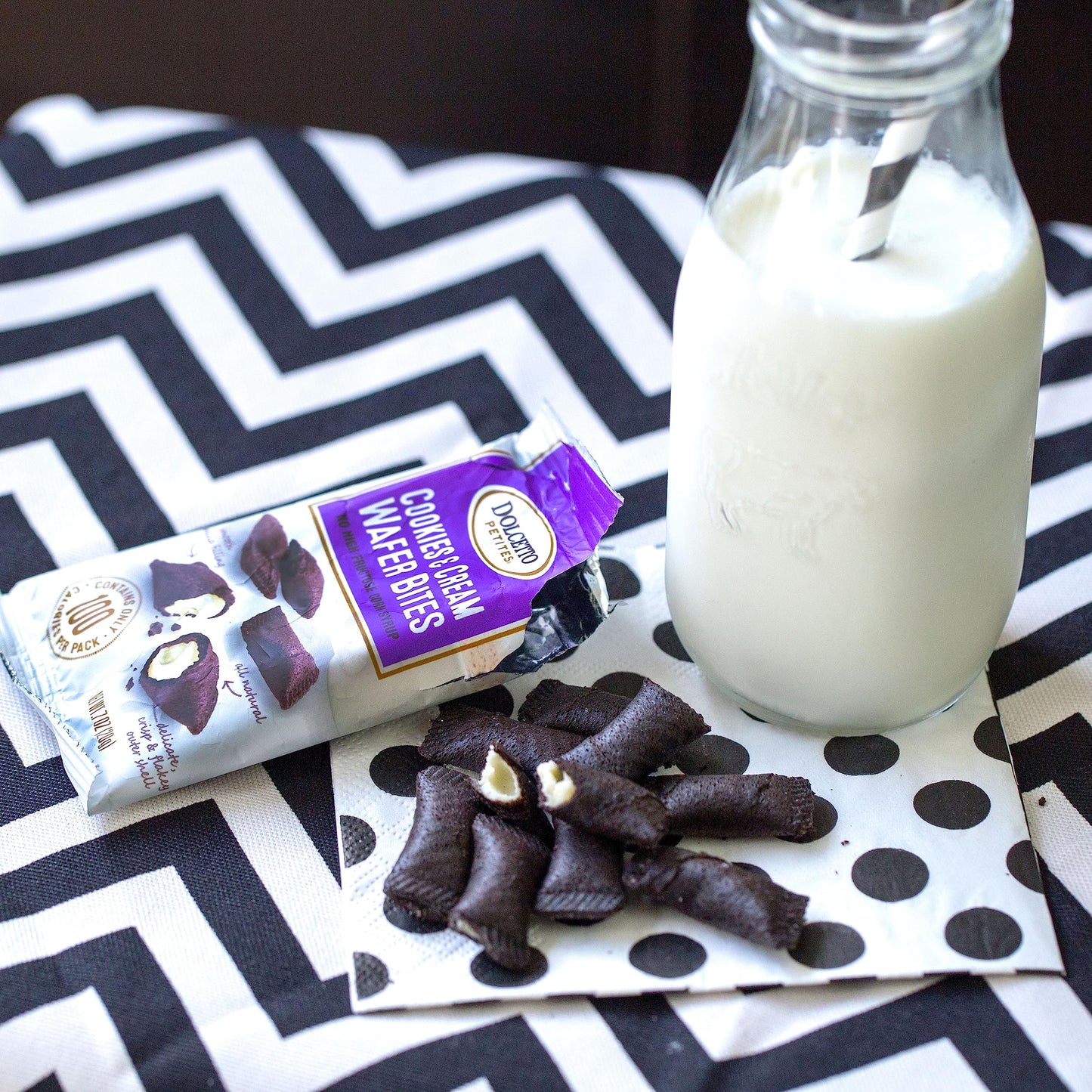 Dolcetto Cookies & Cream Wafer Bites, Cookies & Cream, 0.7 Ounce (Pack Of 24)