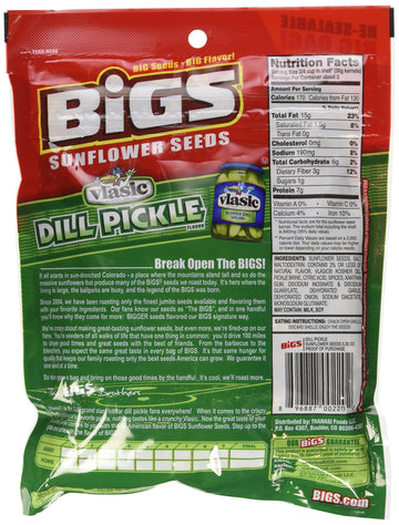 Bigs Vlasic Dill Pickle Sunflower Seeds, 5.35-Ounce Bags (Pack Of 3)