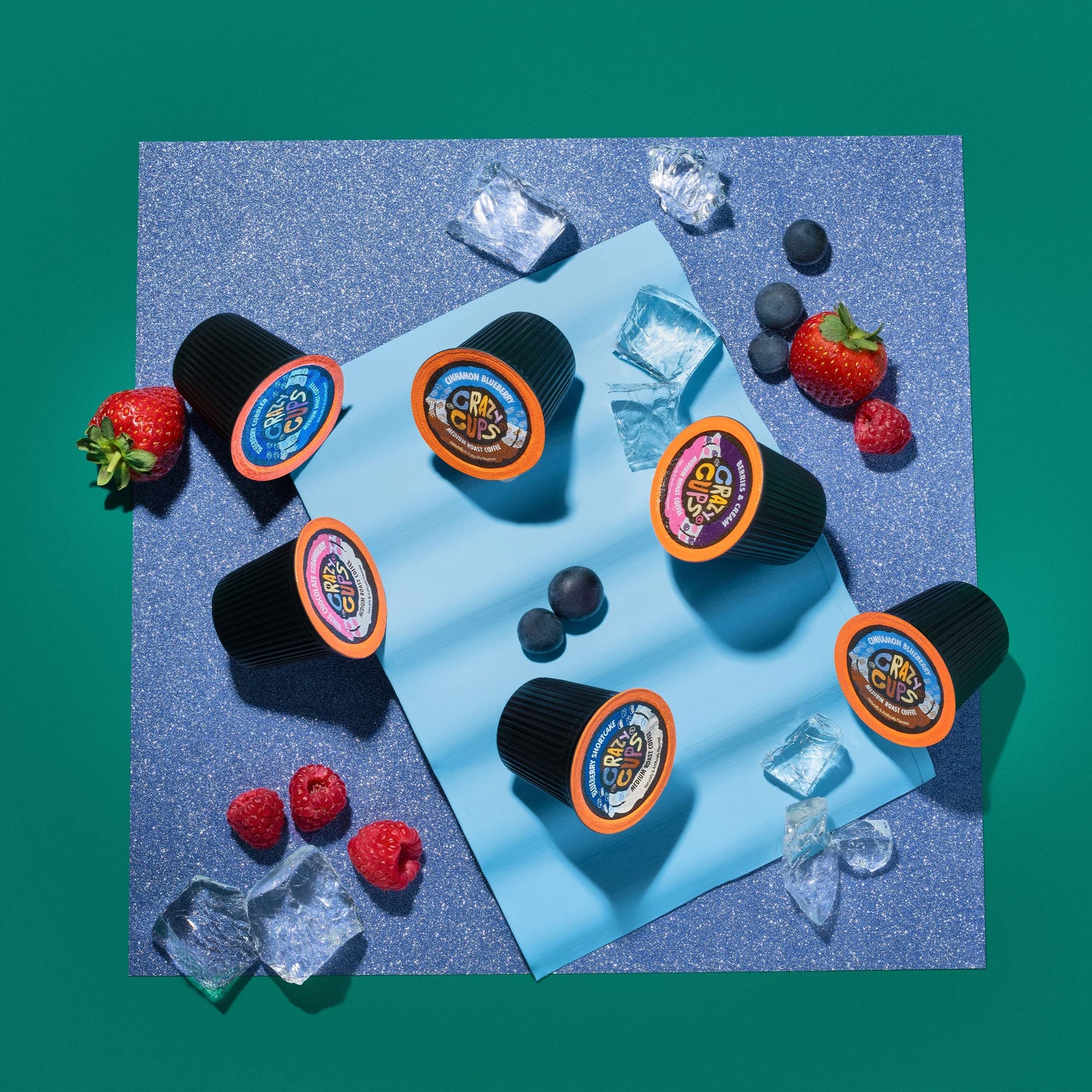 Crazy Cups Flavored Coffee Pods, Berries & Cream, Medium Roast, 22 Count, Compatible with Keurig K Cup Machines