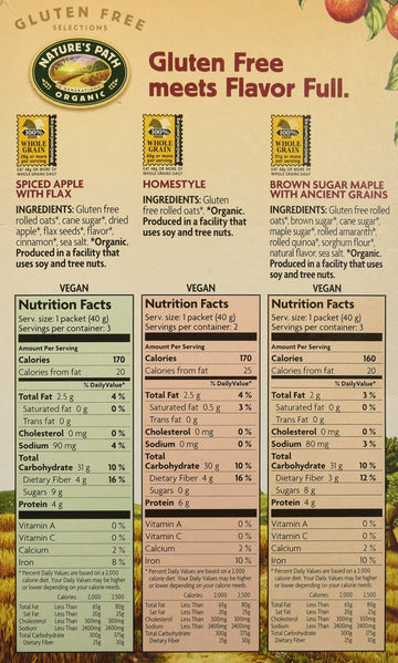 Natures Path Cereal Hot Gf Variety Pk18