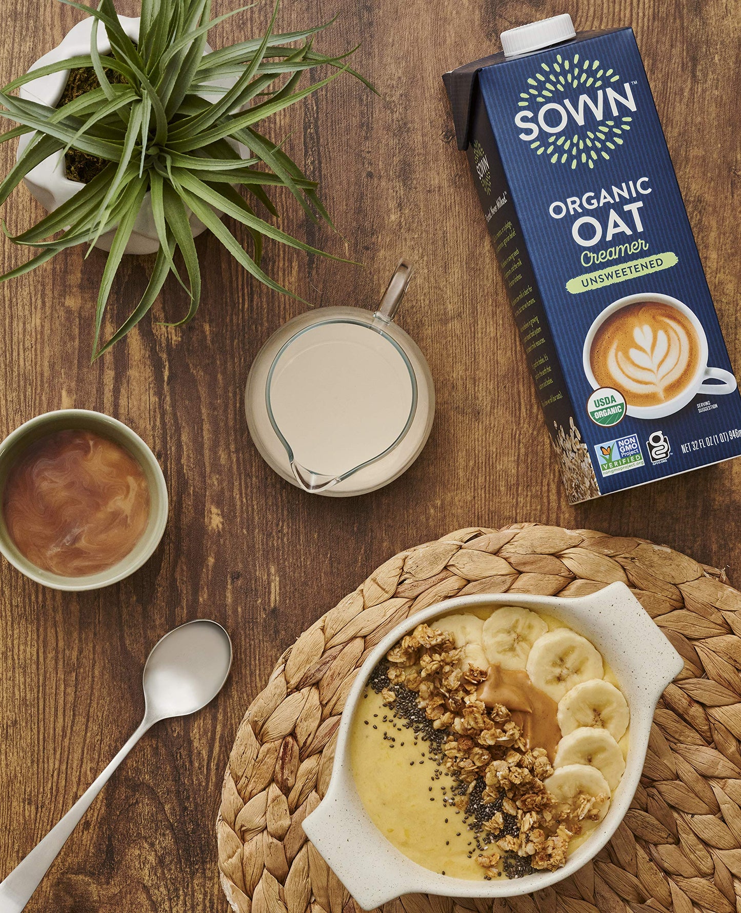 SOWN Organic Oat Creamer Unsweetened - Barista Oat Milk Non Dairy Coffee Creamer - Plant Based, Dairy-Free, Vegan, 0g Added Suga
