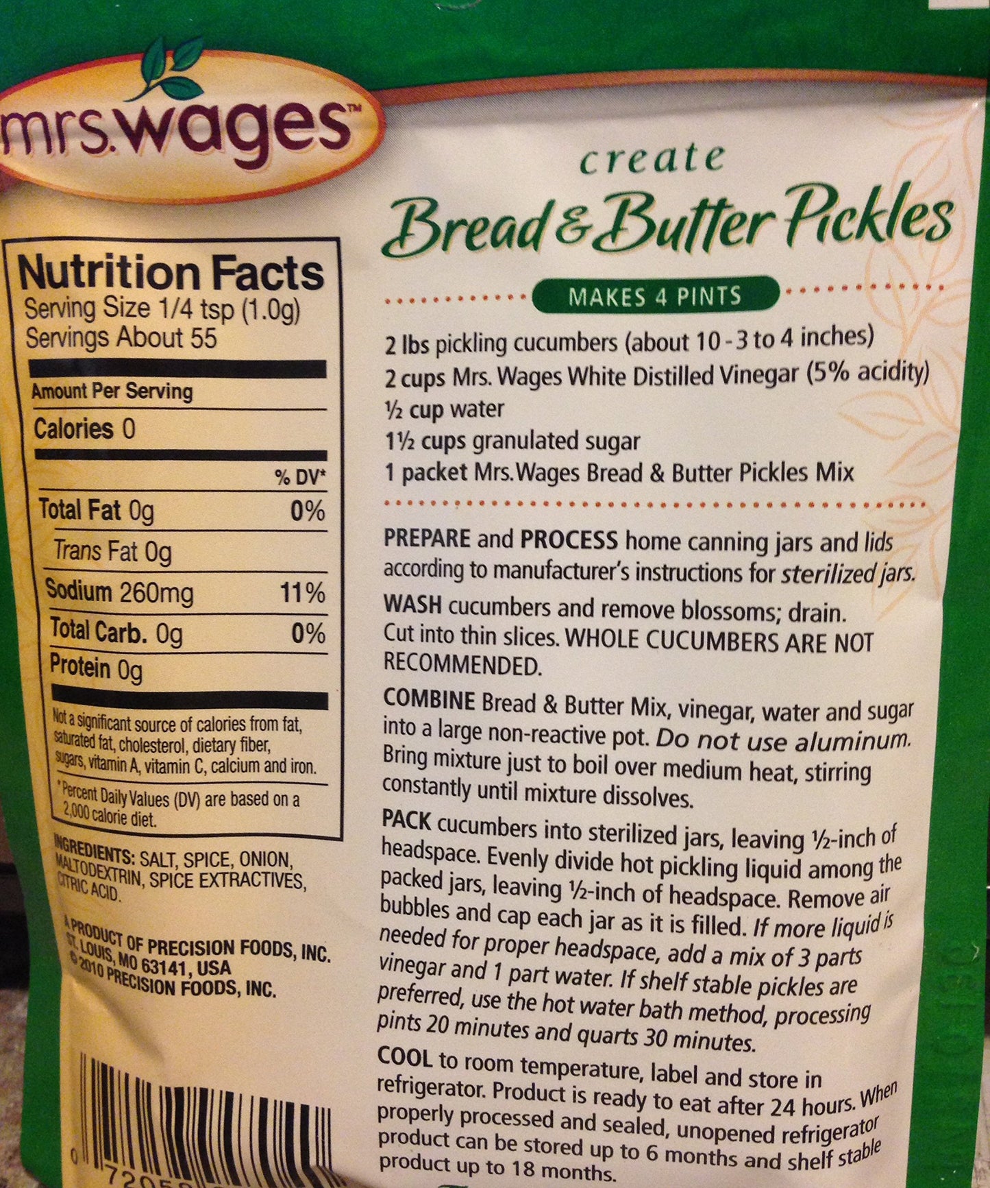 Mrs. Wages Zesty Bread and Butter Pickles Mix, 6.2 Ounce (Pack of 6)