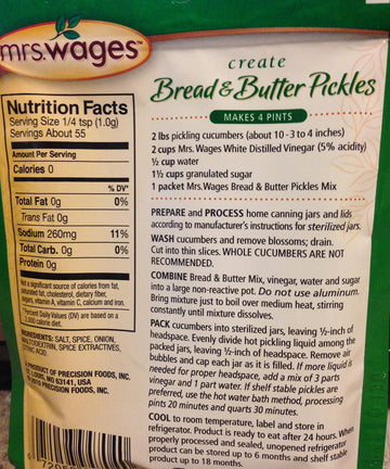 Mrs. Wages Zesty Bread & Butter Pickle Mix, 6.2 Oz (Pack of 3)