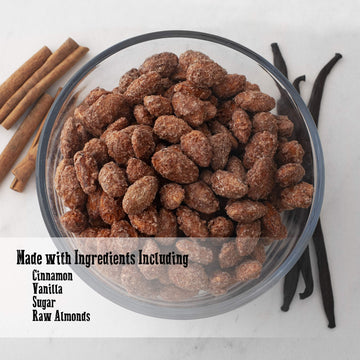Cinnamon Roasted Almonds 24 Oz (1.50 Lb) - Candied Almonds Glazed With Cinnamon To Satisfy Any Sweet Tooth - Artisan Hand-Roaste