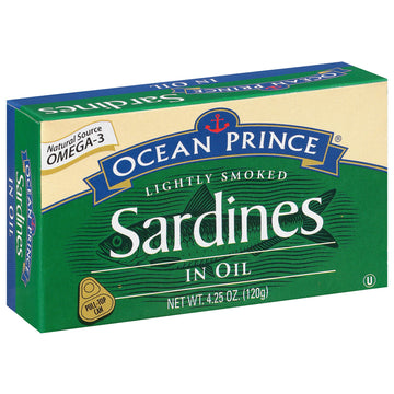 Ocean Prince Sardines in Oil, 4.25-Ounce Cans (Pack of 12)