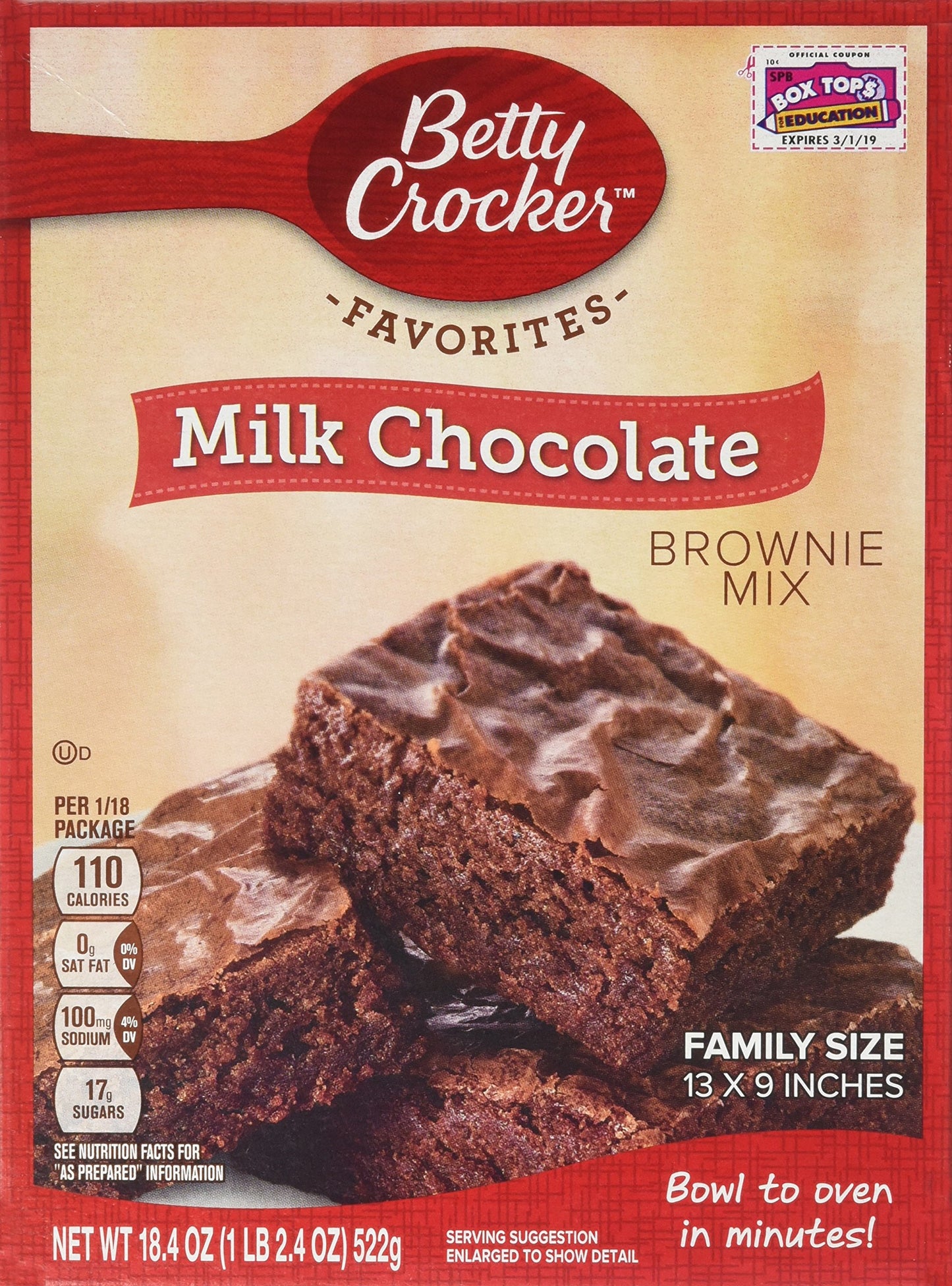 Betty Crocker Milk Chocolate Brownie Mix 18.4oz. (Pack of 4 Boxes)