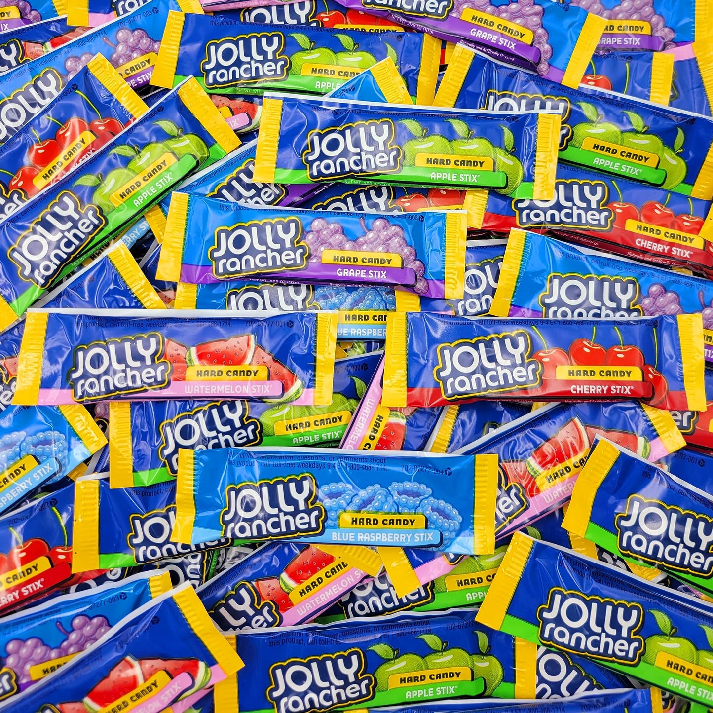 JollyRancher Stix Original Assorted Flavored Hard Candy Sticks - Individually Wrapped Bulk Pack of 50 - Sweetsome