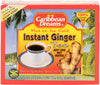 Caribbean Dreams Instant Ginger Tea, 100% Natural From Jamaica, Strong Taste And Aroma, 10 Sachets