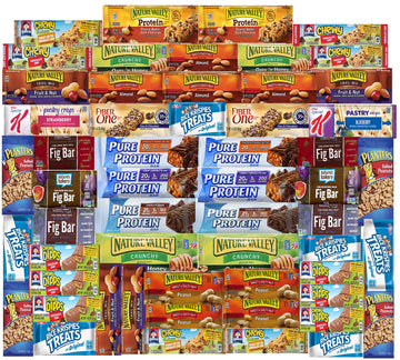 Ultimate Healthy Fitness Box - Protein & Healthy Granola Bars Sampler Snack Box (56 Count) - Care Package - Gift Pack - Variety