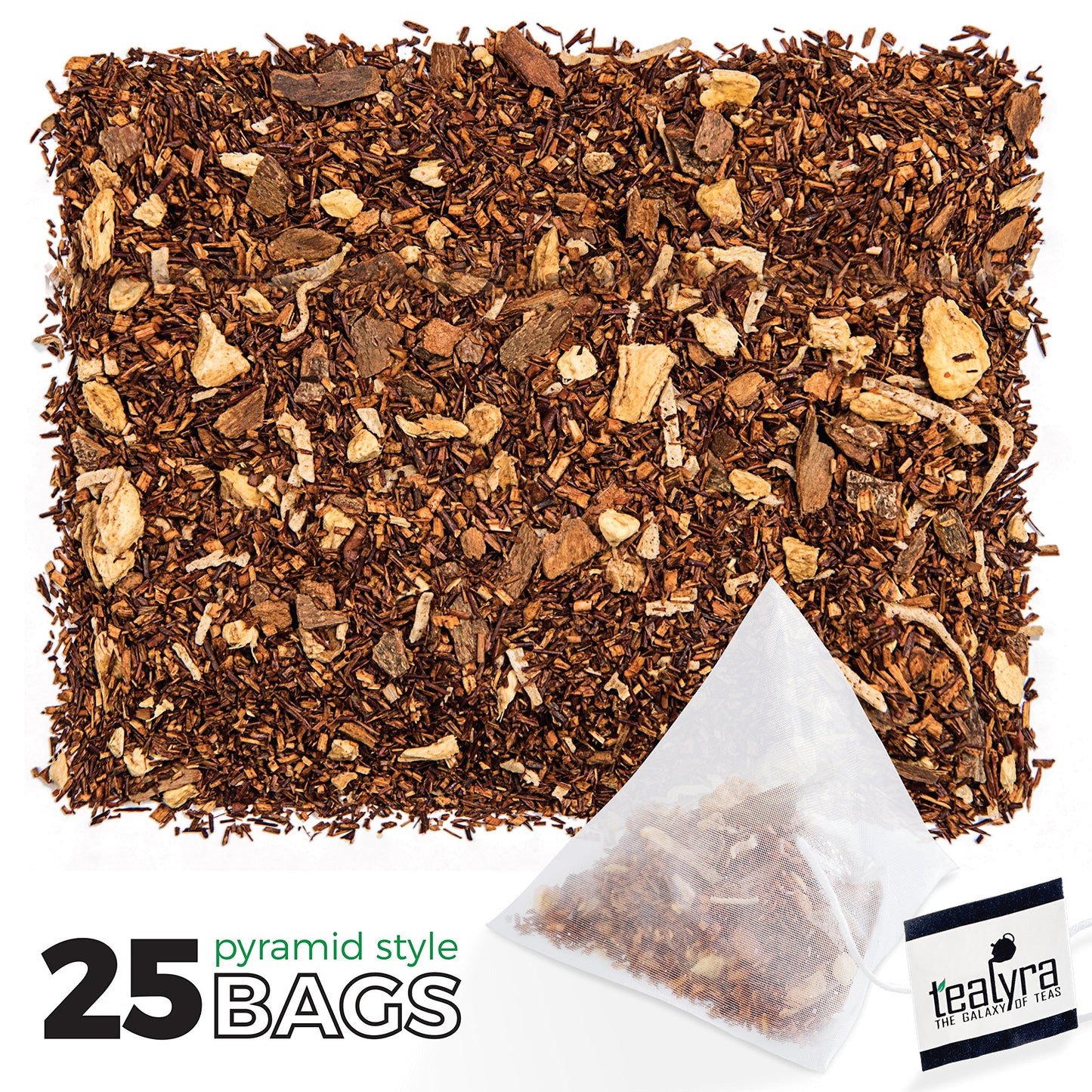 Tealyra Rooibos Coconut Vanilla Chai Herbal Tea - Caffeine-Free - 25 Bags - Pyramids Sachets