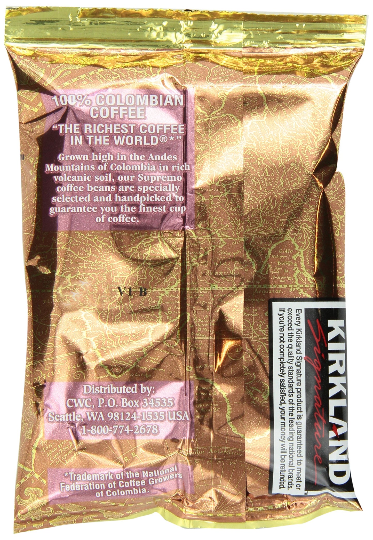 Kirkland Signature Colombian Coffee, Supremo Bean Dark Roast, Fine Grind, 42 Pouches, 1.75 Ounce, Pack of 1