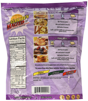 Golden Malted Gluten Free Waffle and Pancake Mix, 32 oz - Delicious, Easy-to-Make, Perfect for Breakfast, 2 lb Pack