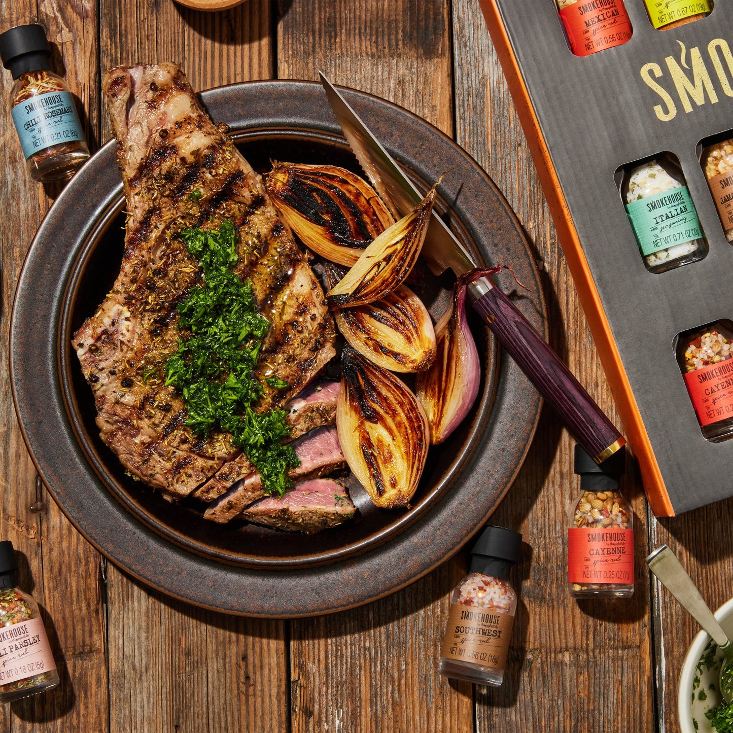 Smokehouse By Thoughtfully Holiday Ultimate Grilling Spice Seasoning Gift Set,Flavors Include Chili Garlic, Rosemary And Herb, Lime Chipotle And More, Christmas Wrap, Set Of 20