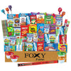 Foxy Fane 60 Count Ultimate Holiday Gift Snack Box - Care Package With Assortment Of Chips, Cookies, Candy, Crackers & Other Sna