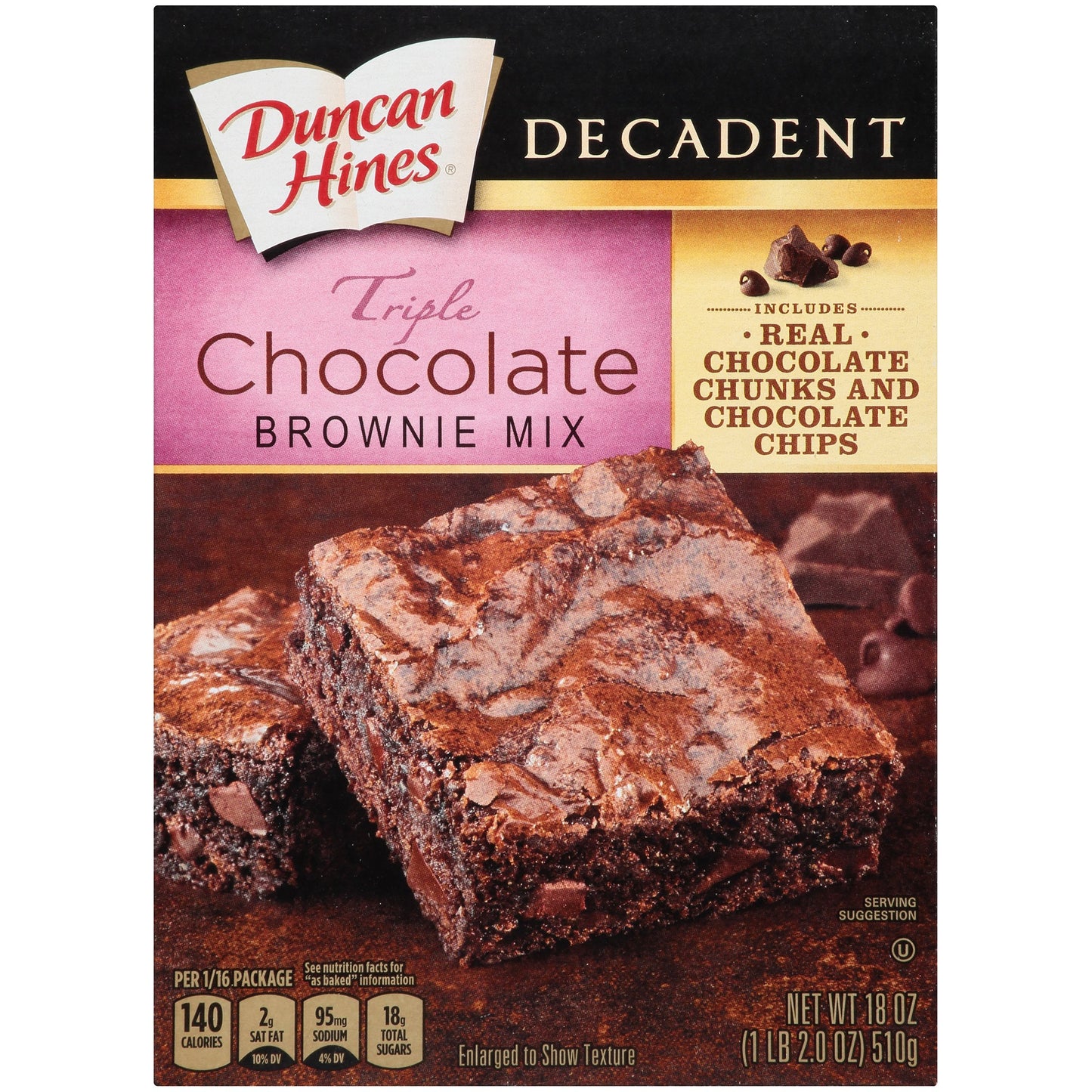 Duncan Hines Signature Triple Chocolate Chunk Brownie Mix, 18 Oz
