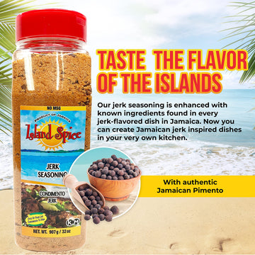 Island Spice Jerk Seasoning 32 ounces - Gluten-Free Vegan-Friendly Dry Rub with Real Jamaican Pimento - Authentic Jerk Flavors a