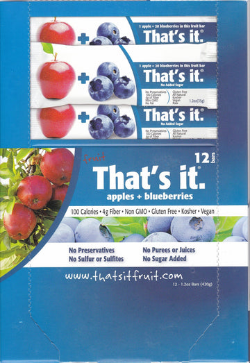 That'S It Fruit Bars, Apple And Blueberry, Pack Of 24 (2 Cases)