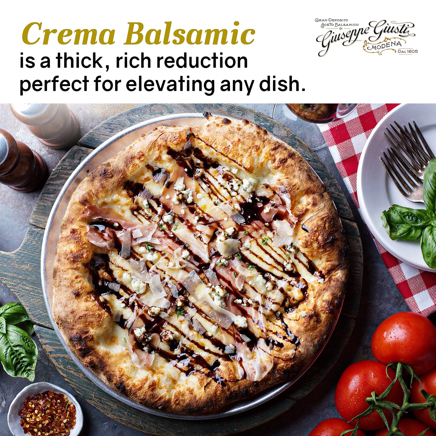 Giusti Balsamic Glaze, Smooth & Velvety Drizzle, 8.45 fl oz (Pack of 6), Balsamic Vinegar of Modena Black