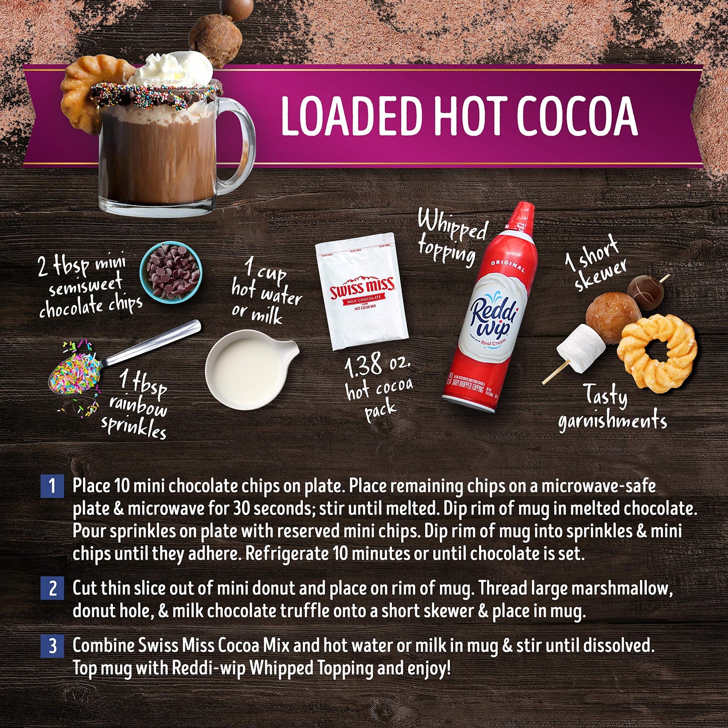 Swiss Miss Indulgent Collection Dark Chocolate Flavor Hot Cocoa Mix, 1.25 Oz. 8-Count (Pack Of 12)