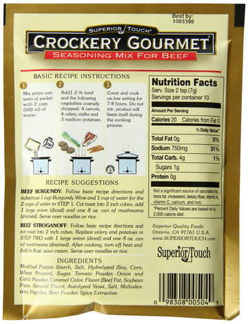Crockery Gourmet Seasoning Mix For Beef, 2.5 Ounce (Pack of 12)