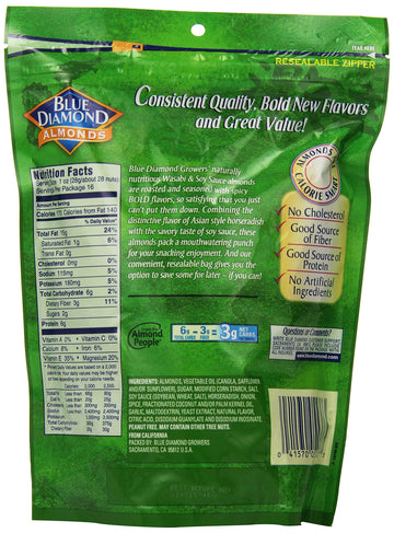 Blue Diamond Almonds Bold Wasabi & Soy Sauce, Value Pack, 16-Ounce (Pack of 3)