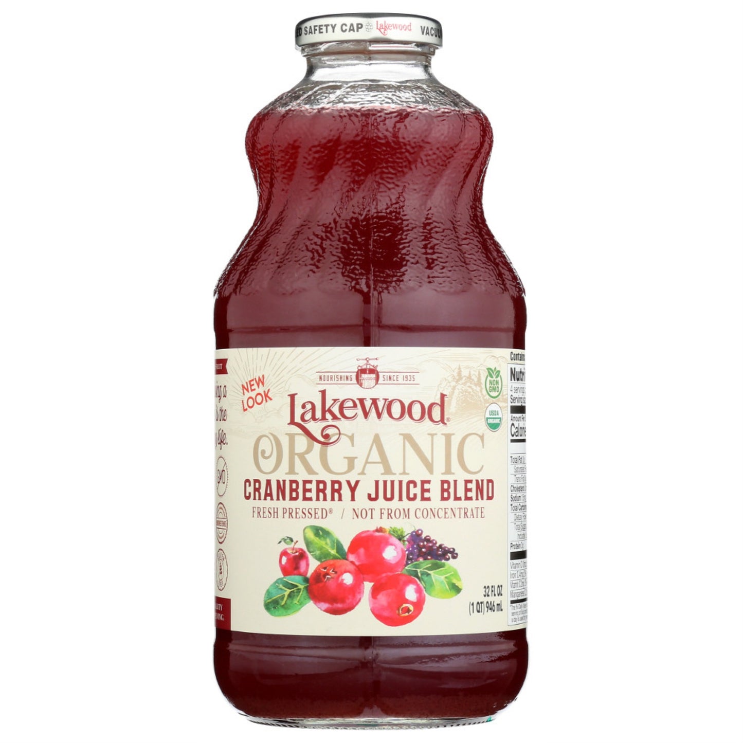 Lakewood Organic Cranberry Flavored 100% Juice Blend, 32 Fl Oz