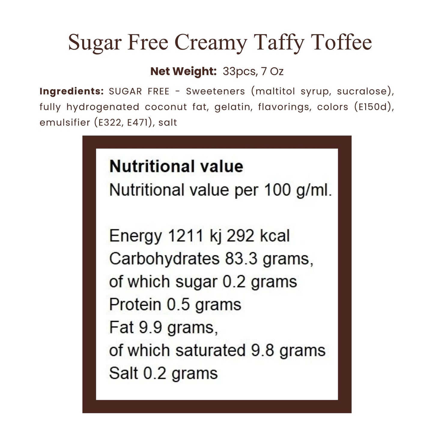 Andy Anand Sugar-Free Creamy Taffy Toffee, 33 pc, 7 oz – Caramel, Chocolate & Coffee, Gluten-Free, Made in Europe, Diabetic-Friendly Gift