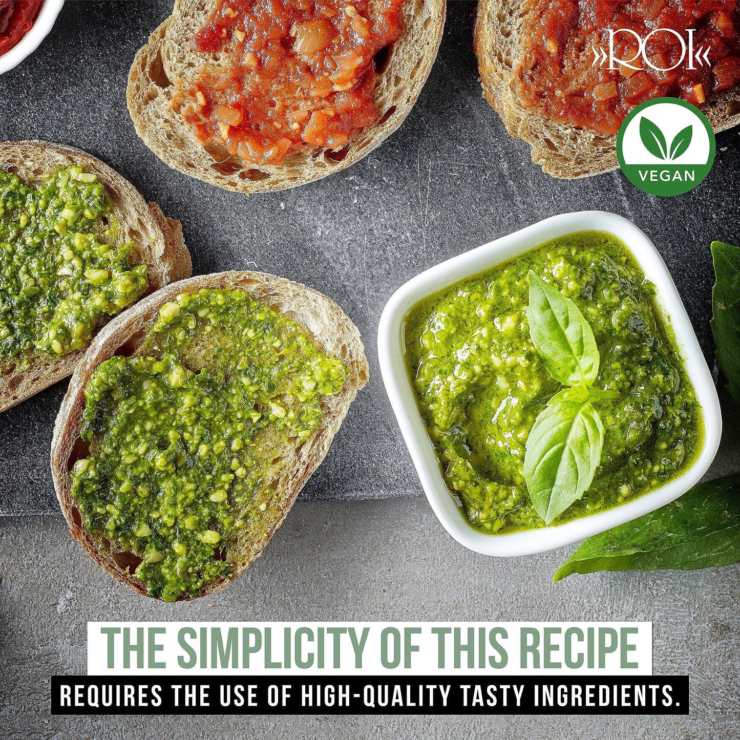 ROI Vegan Pesto Sauce - Gluten Free, Keto Friendly, Non-GMO - 6.3 oz (Pack of 2)