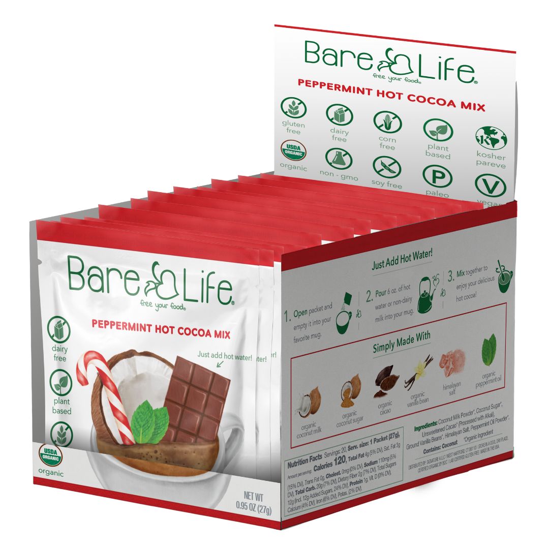 Instant Dairy Free Peppermint Hot Cocoa Mix | 20 Pack Single Serving | Gluten Free, Vegan and Organic