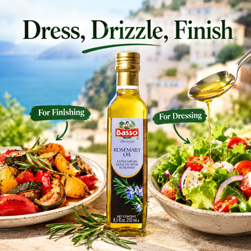 Basso 1904 Rosemary Infused Extra Virgin Olive Oil – Italian Finishing Oil – 8.5 fl oz (250 ml)
