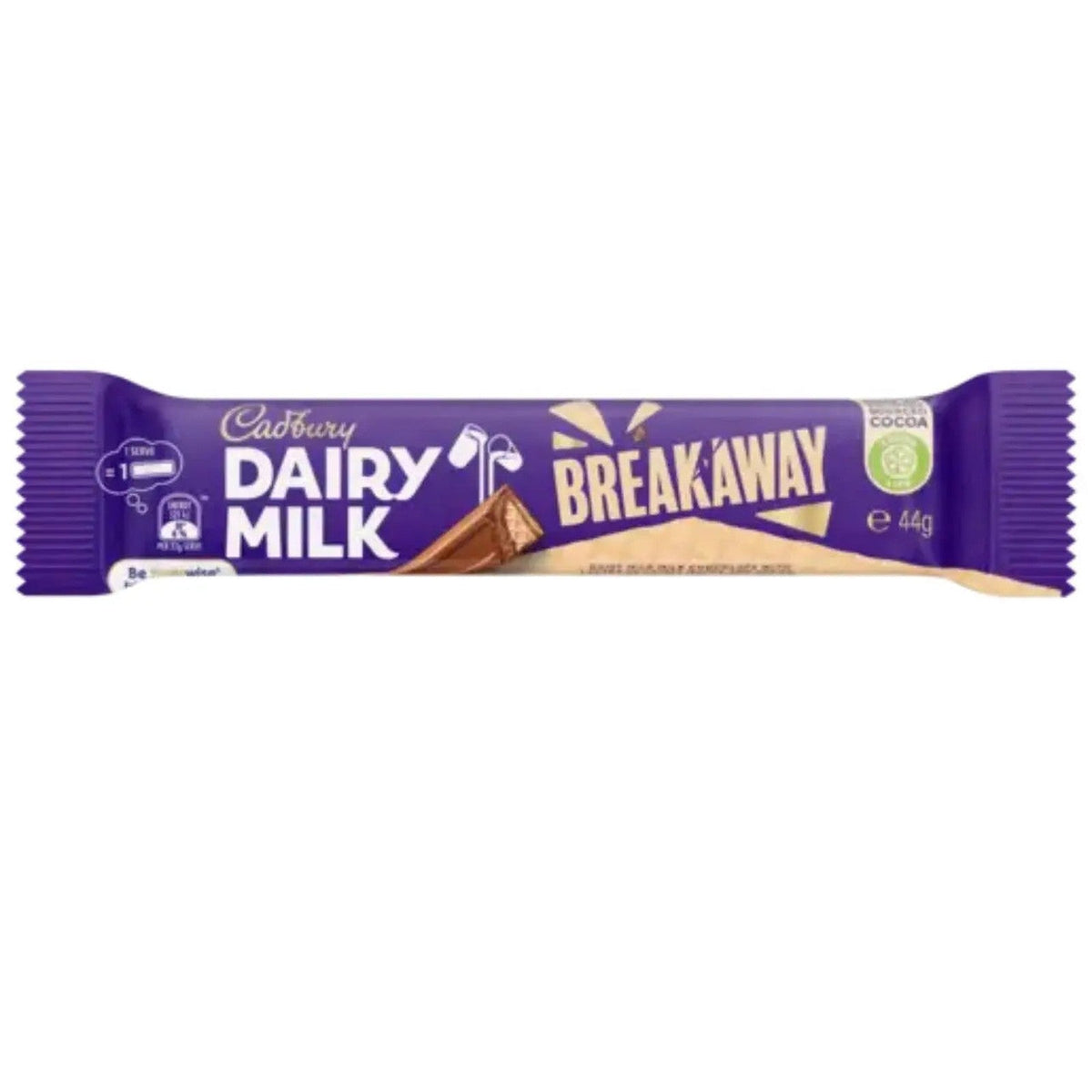 Cadbury Dairy Milk Breakaway Chocolate Bar – Milk Chocolate Covered Wafer (Australia) Best By 04-September-2026