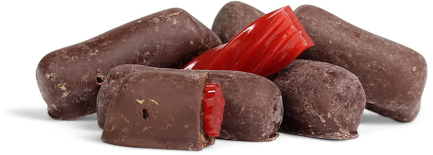 Chocolate Covered Strawberry Licorice Bits By Its Delish, 2 Lbs Bag Bulk Strawberry Licorice Bites Coated In Dark Chocolate Can