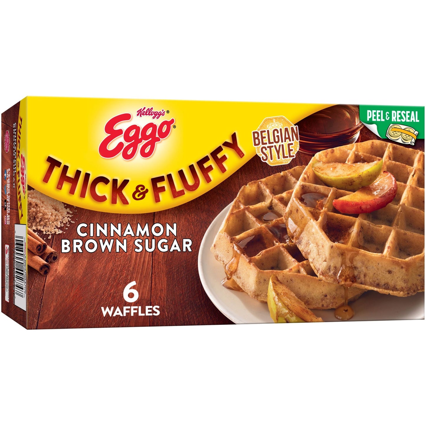Eggo Thick And Fluffy Cinnamon Brown Sugar Waffles, Belgian Style, 11.6 Oz 6 Count (Frozen)