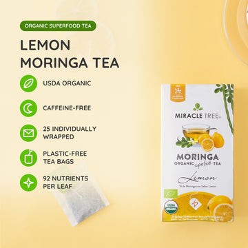 Organic Moringa Tea - Lemon - Caffeine-Free Herbal Tea