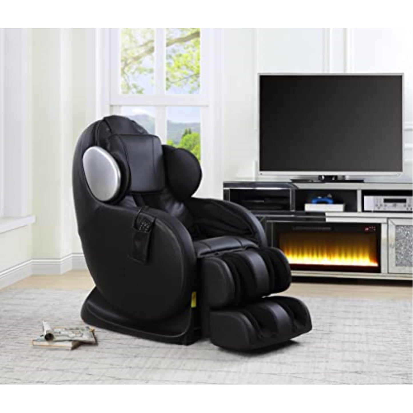 Acme Pacari Massage Chair In Black Pu