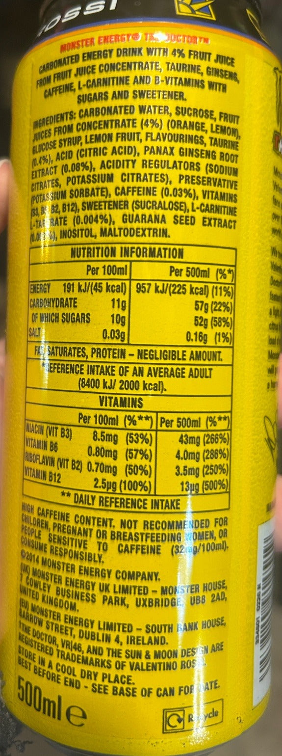 Monster Energy The Doctor VR46 – Citrus Energy Drink 500mL Can (UK)