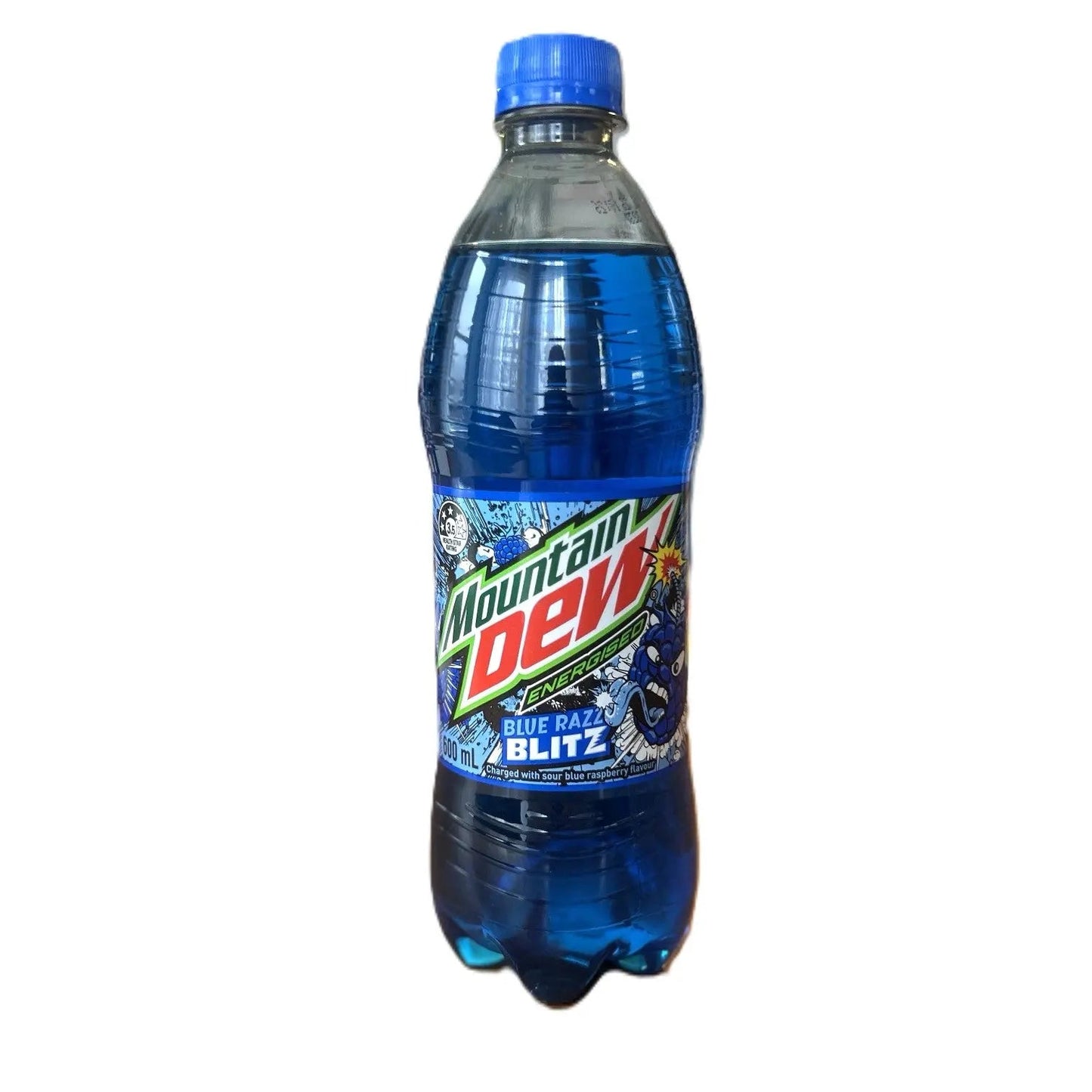 Mountain Dew Blue Razz Blitz – Sour Blue Raspberry Mountain Dew Soda 600mL (Australia)