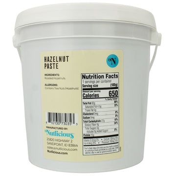 Nutlicious, 100% Hazelnut Paste – 9 lb Bulk Bucket, Foodservice